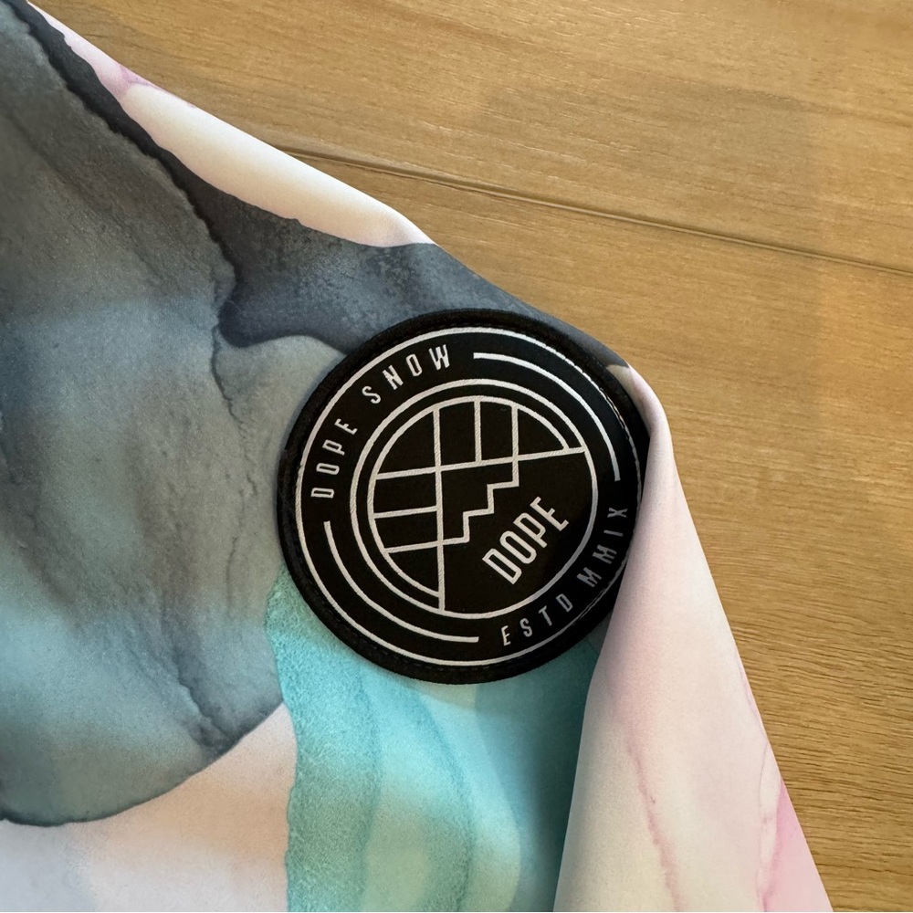 DOPE Women's Ski Anorak in Pink, Light Blue & Gray Watercolor Camo - Picture 6 of 8